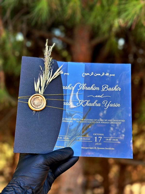 Acrylic Clear Wedding Invitation – Minimalist Clear Card with Gold Foil