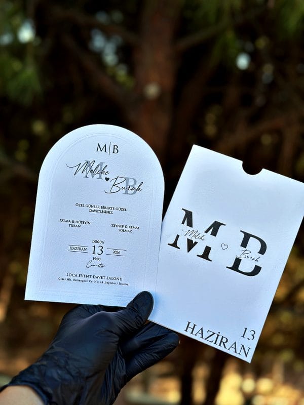 Personalized Wedding Invitation – Arch Shape, White Pocket Envelope - Image 2