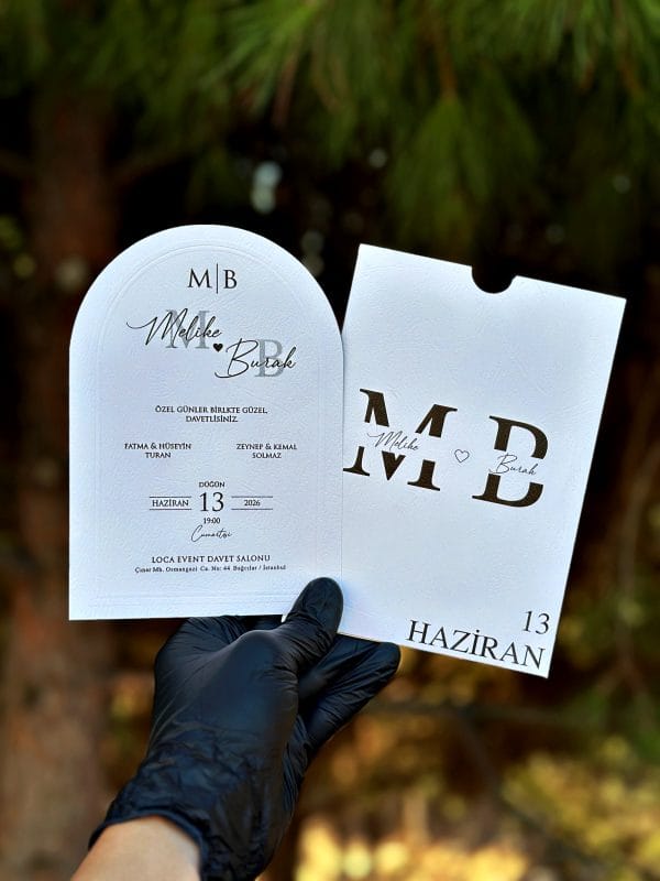 Personalized Wedding Invitation – Arch Shape, White Pocket Envelope