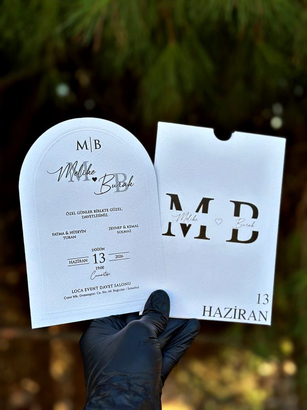 Personalized Wedding Invitation – Arch Shape, White Pocket Envelope - Image 7