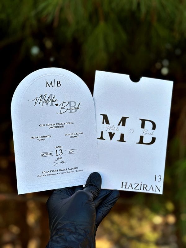 Personalized Wedding Invitation – Arch Shape, White Pocket Envelope - Image 6