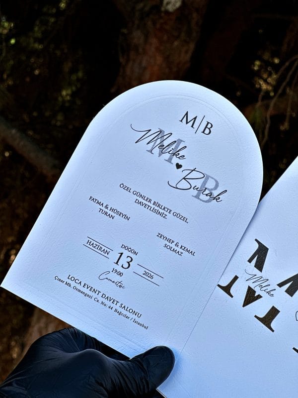 Personalized Wedding Invitation – Arch Shape, White Pocket Envelope - Image 4