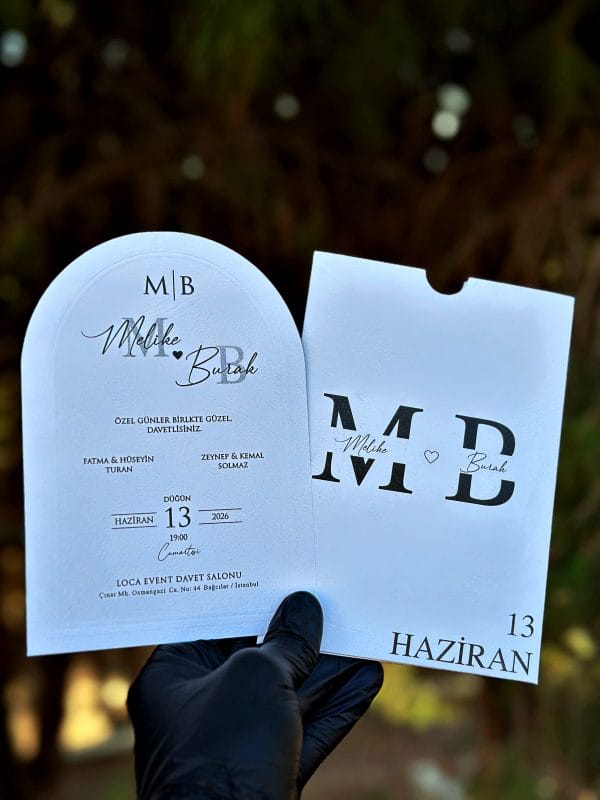 Personalized Wedding Invitation – Arch Shape, White Pocket Envelope - Image 5