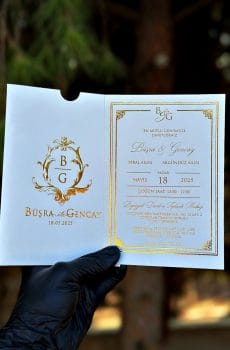 Monogram Initial Wedding Invitation – White Pocket, Classic Paper Set