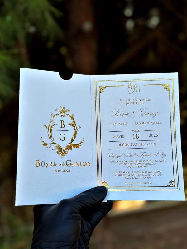 Monogram Initial Wedding Invitation – White Pocket, Classic Paper Set - Image 3