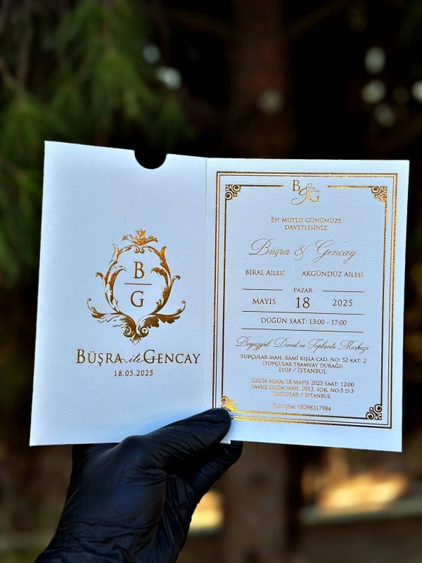 Monogram Initial Wedding Invitation – White Pocket, Classic Paper Set - Image 6