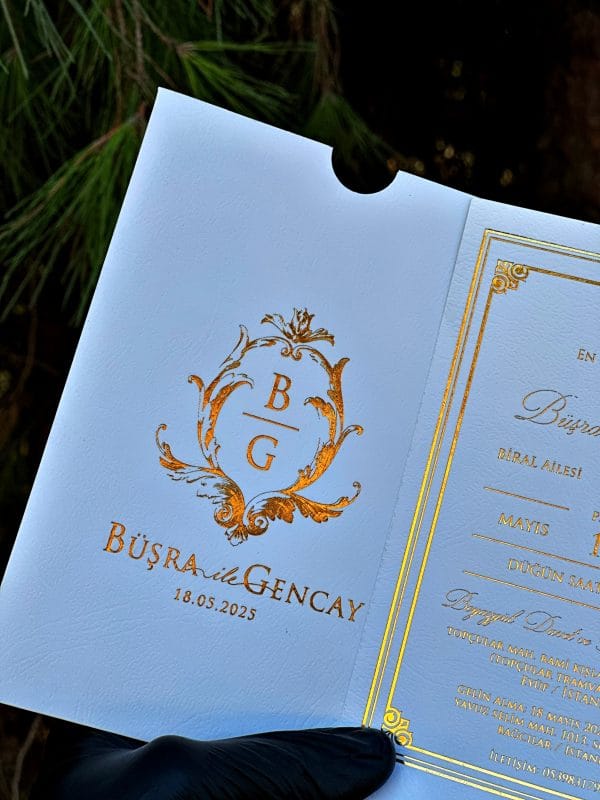 Monogram Initial Wedding Invitation – White Pocket, Classic Paper Set - Image 5