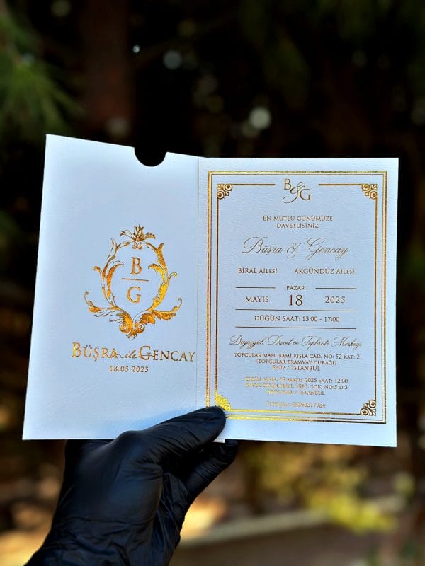 Monogram Initial Wedding Invitation – White Pocket, Classic Paper Set - Image 8