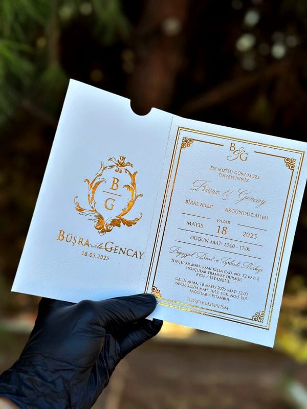 Monogram Initial Wedding Invitation – White Pocket, Classic Paper Set - Image 7