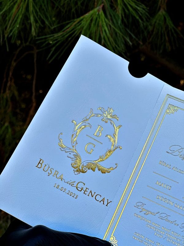Monogram Initial Wedding Invitation – White Pocket, Classic Paper Set - Image 4
