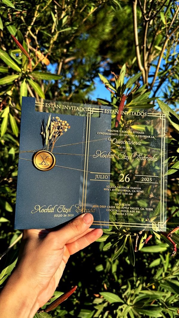Acrylic Wedding Invitation – Elegant Clear Card with Floral Wax Seal - Image 6