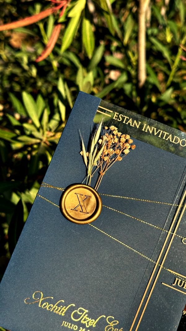 Acrylic Wedding Invitation – Elegant Clear Card with Floral Wax Seal - Image 9